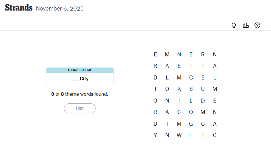 Today’s NYT Strands Theme For November 6, 2025